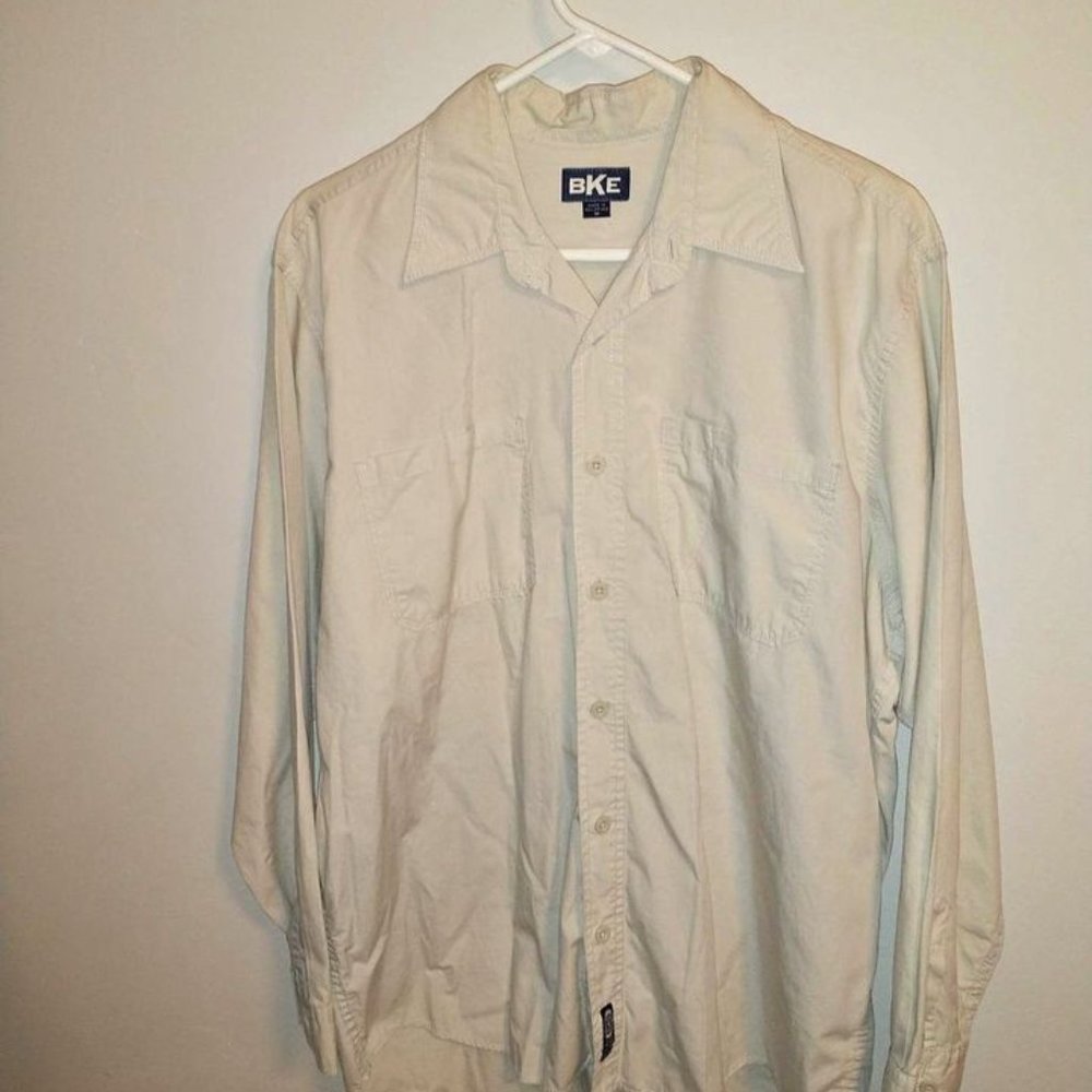 BKE men's dress shirt size Medium Khaki Long Sleeve